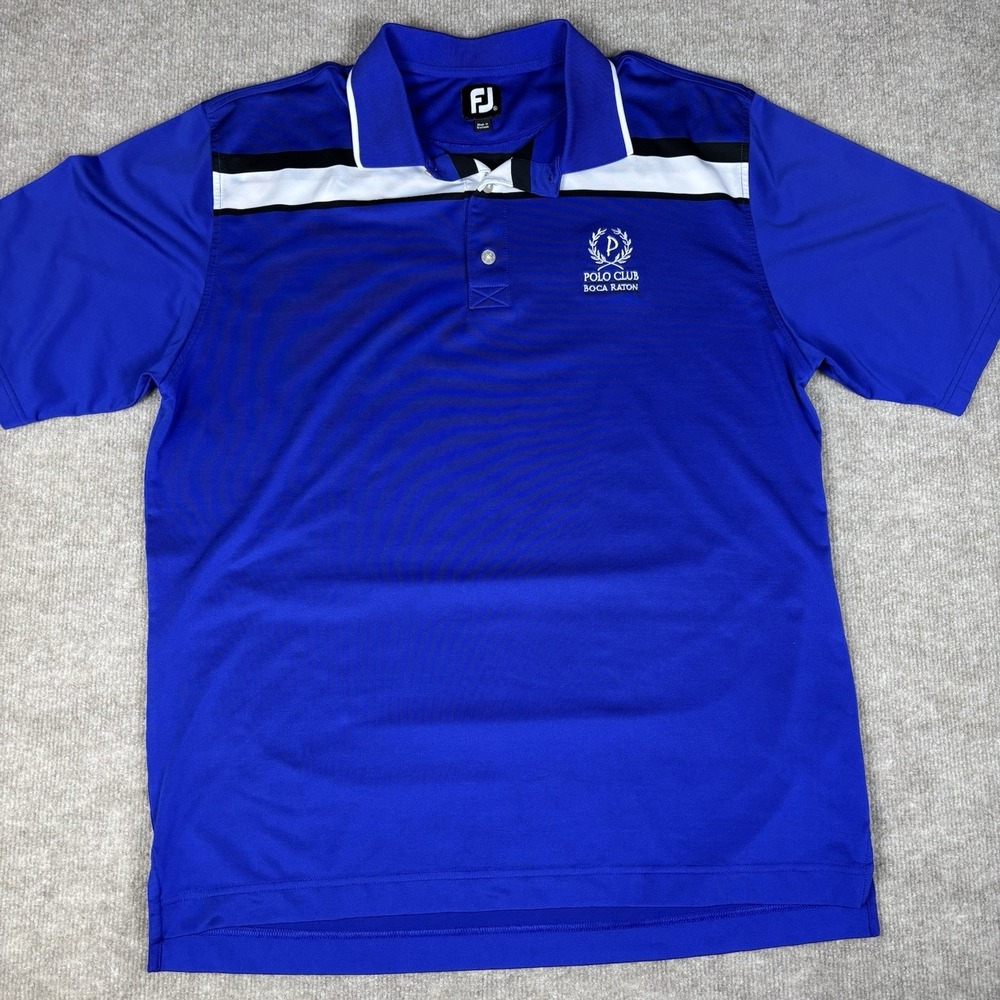 FootJoy Polo Shirt Mens XL Blue Polo Club Boca Raton Golf Performance Stretch‎